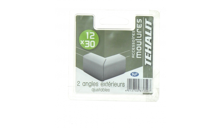 Lot de 2 Angles Extérieurs Ajustables - Moulure PVC 12 x 30 - Ref GPM12303B - Tehalit