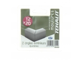 Lot de 2 Angles Extérieurs Ajustables - Moulure PVC 12 x 20 mm - Ref GPM12203B - Tehalit