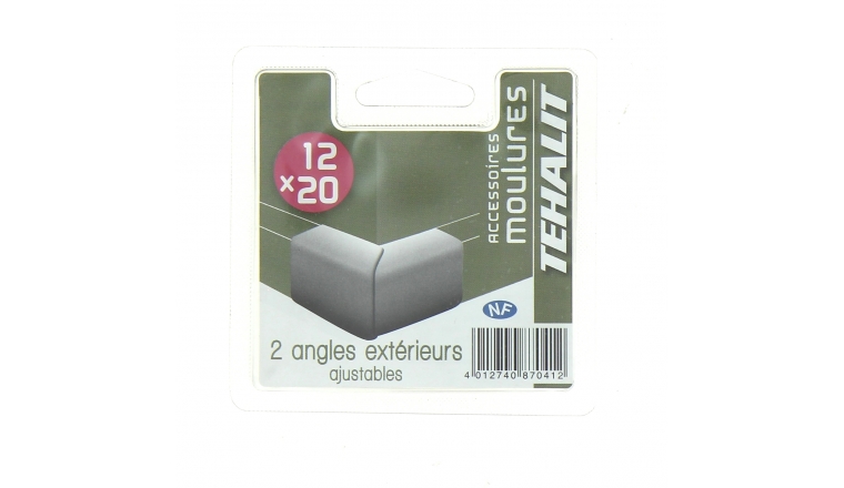 Lot de 2 Angles Extérieurs Ajustables - Moulure PVC 12 x 20 mm - Ref GPM12203B - Tehalit