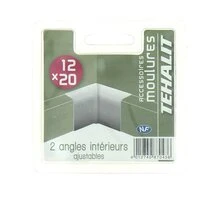Lot de 2 Angles Intérieurs Ajustables - Moulure PVC 12 x 20 mm - Ref GPM12204B - Tehalit