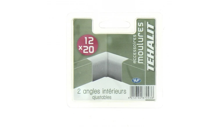 Lot de 2 Angles Intérieurs Ajustables - Moulure PVC 12 x 20 mm - Ref GPM12204B - Tehalit