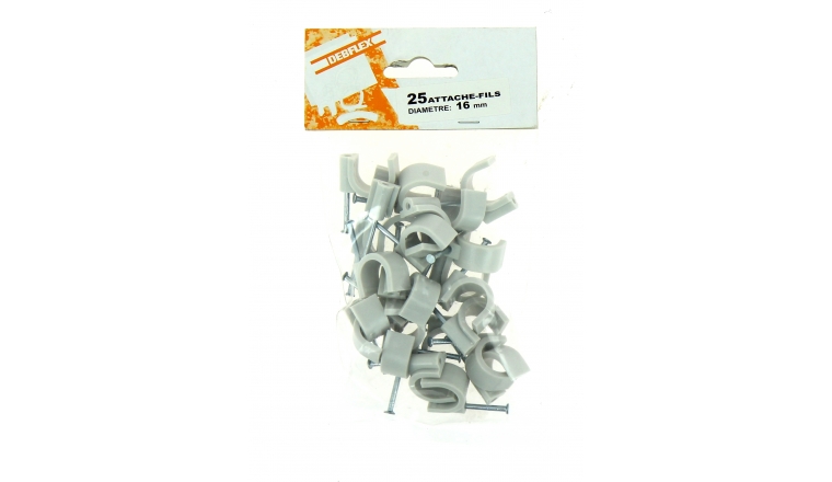 Sachet de 25 Attaches Fils - Ø 16 mm - Gris - Debflex