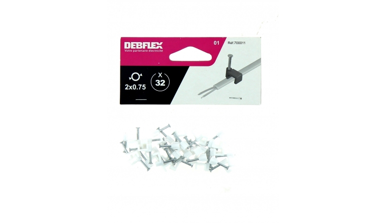 Sachet de 32 Attaches Fils Carré - 2 x 0.75 mm² - Blanc - Debflex