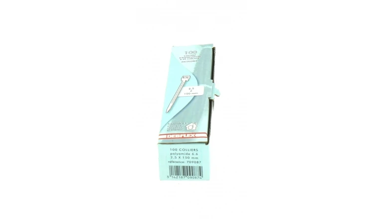 Boîte de 100 Colliers Rilsan Transparent - Largeur 2.5 mm - Longueur 150 mm - Ref 709087 - Debflex