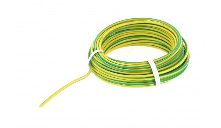 Fil Electrique H07V-U Jaune et Vert 1.5 mm² - Bobine de 10 m - Ref 8324486B - Miguelez