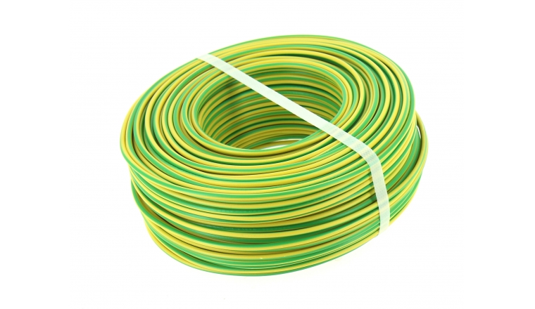 Fil Electrique H07V-U Jaune et Vert 2.5 mm² - Bobine de 100 m - Ref 8324586S - Miguelez