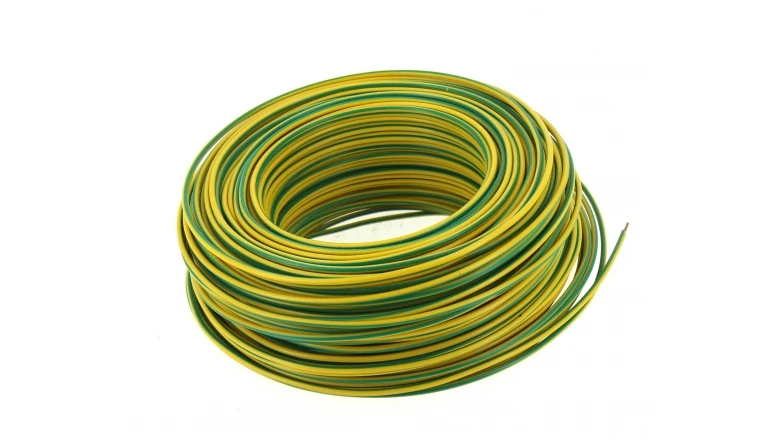 Fil Electrique H07V-U Jaune et Vert 1.5 mm² - Bobine de 100 m - Ref 8324486S - Miguelez