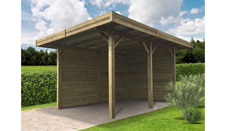 Carport en Bois autoclave LA BRESSE 1 véhicule Solid S7755