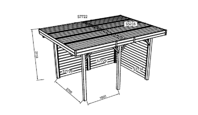 Carport en Bois autoclave LA BRESSE 1 véhicule Solid S7755