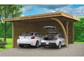 Carport en bois Autoclave NEUFCHATEAU 2 véhicules Solid S7758