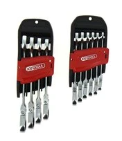Jeu de 10 Clés Mixte à cliquet tête inclinable 8 à 19 mm en chrome - Ref 503.4850 - KS Tools
