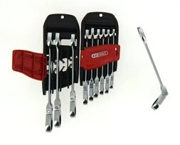 Jeu de 10 Clés Mixte à cliquet tête inclinable 8 à 19 mm en chrome - Ref 503.4850 - KS Tools