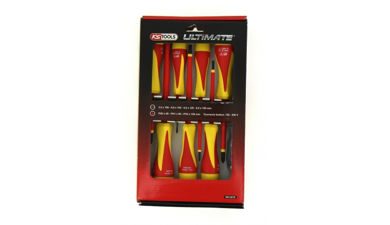 Coffret de 8 tournevis Isolés plat et cruciforme - Ref 922.6218 - KS Tools