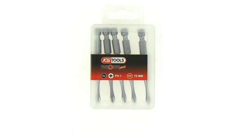 Boîte de 5 Embouts de Vissage 1/4" PH1 x 75 mm - Ref 918.3151 - KS Tools