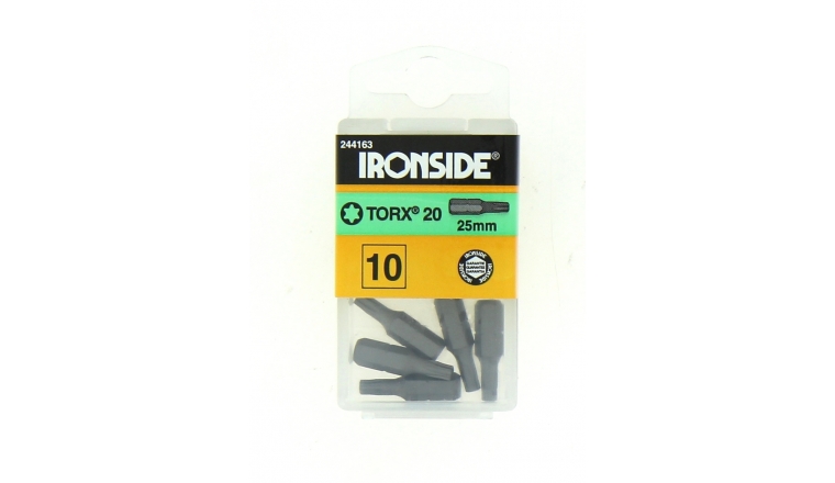 Boîte de 5 Embouts de Vissage 1/4" T20 x 25 mm - Ref 244163 - Ironside