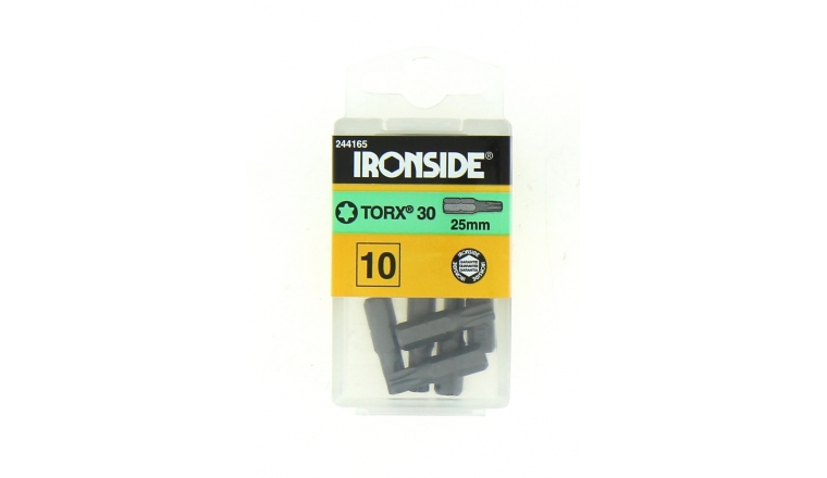 Boîte de 10 Embouts de Vissage 1/4" T30 x 25 mm - Ref 244165 - Ironside