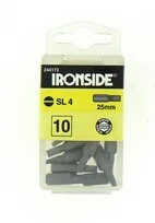 Boîte de 10 Embouts de Vissage 1/4" Fente 4.0 x 25 mm - Ref 244173 - Ironside