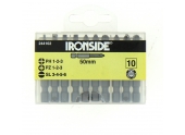 Boîte de 10 Embouts de Vissage 1/4" PH, PZ et Fente - 50 mm de long -Ref 244102 - Ironside