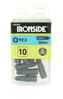 Boîte de 10 Embouts de Vissage 1/4" PZ 3 x 25 mm - Ref 244160 - Ironside