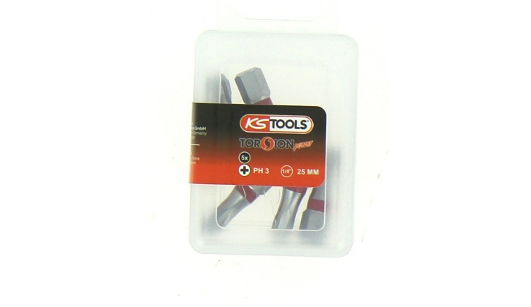 Boîte de 5 Embouts de Vissage 1/4" PH3 x 25 mm - Ref 918.3116 - KS Tools