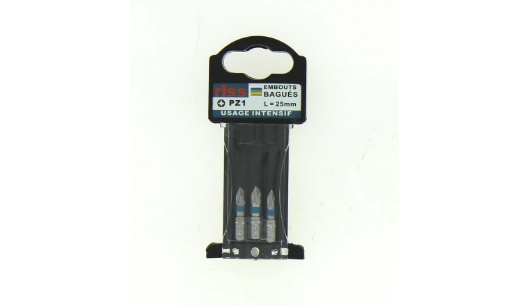 Boîte de 3 Embouts de Vissage 1/4" Pozidriv PZ1 x 25 mm - Ref 9820P01 - Riss