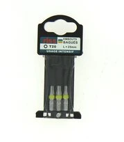 Boîte de 3 Embouts de Vissage 1/4" Torx T20 x 25 mm - Ref 9830P002000 - Riss