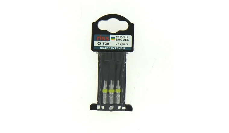 Boîte de 3 Embouts de Vissage 1/4" Torx T20 x 25 mm - Ref 9830P002000 - Riss