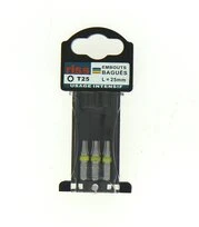 Boîte de 3 Embouts de Vissage 1/4" Torx T25 x 25 mm - Ref 9830P002500 - Riss