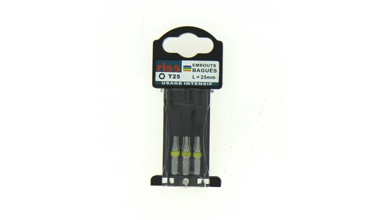 Boîte de 3 Embouts de Vissage 1/4" Torx T25 x 25 mm - Ref 9830P002500 - Riss