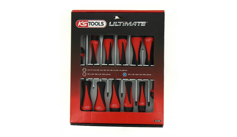 Coffret de 12 Tournevis Plat, Cruciforme et Pozidriv - Ref 922.6080 - KS Tools