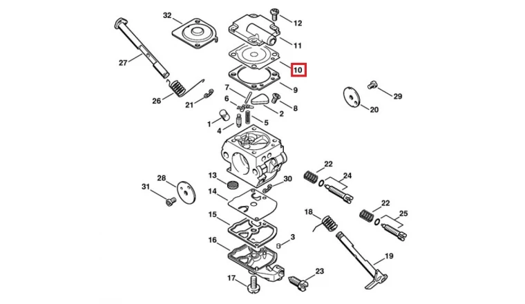 Membrane de Réglage Carburateur machine thermique Stihl - Ref 4129-121-4700