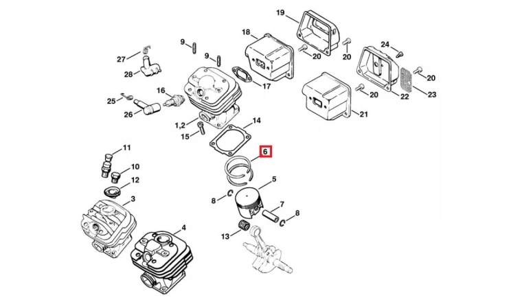 Segment de Piston pour Tronçonneuse 024 et MS 240 Stihl - Ref 1121-034-3005