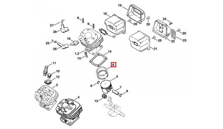 Segment de Piston pour Tronçonneuse 024 et MS 240 Stihl - Ref 1121-034-3005