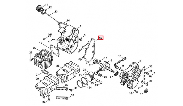 Joint de Carter de Vilebrequin pour Tronçonneuse 020, MS200 et MC 200 Stihl - Ref 1129-029-0500