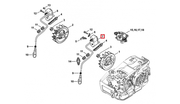 Module d'Allumage pour Tronçonneuse MS 201 Stihl - Ref 1145-400-1303