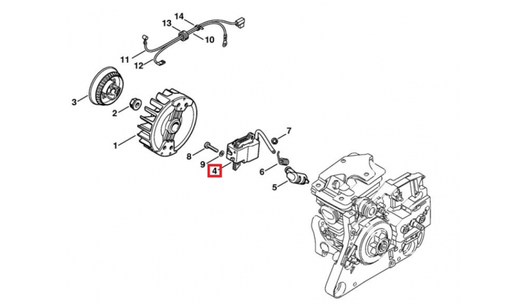 Module d'Allumage pour Tronçonneuse MS 270 et MS 280 Stihl - Ref 1133-400-1350