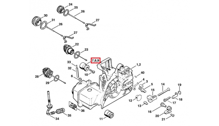 SilentBloc pour Tronçonneuse 021, MS 210, MS 390 ... Stihl - Ref 1123-790-9900