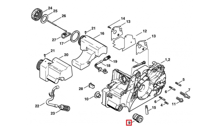 SilentBloc pour Tronçonneuse MS170, MS 280 ... Stihl - Ref 1123-791-2800