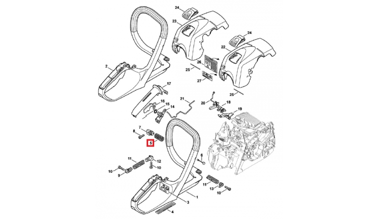 Ressort de Pression pour Poignée Tronçonneuse MS 171, MS 181 et MS 211 Stihl - Ref 0000-791-3104