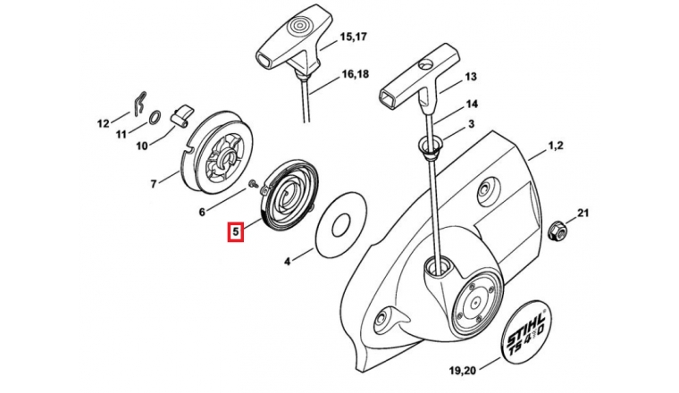 Ressort de rappel de lanceur pour Découpeuse Thermique TS 410, TS 420 ... Stihl - Ref 4224-190-0600