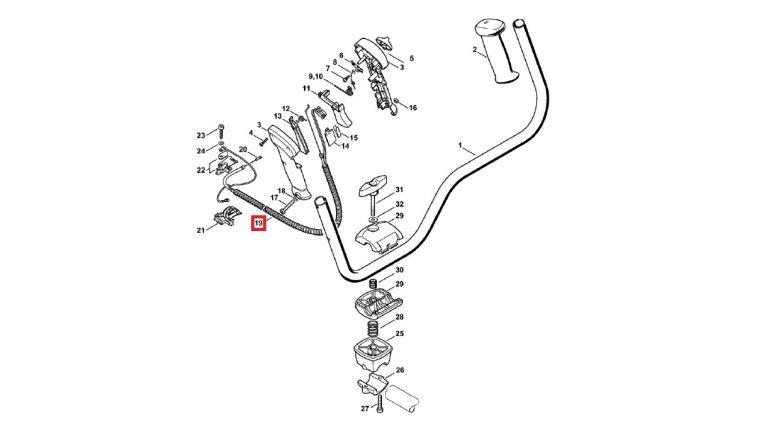 Câble Commande Gaz pour Débroussailleuse FS 120, FS 480, FT250 ... Stihl - Ref 4128-180-1112