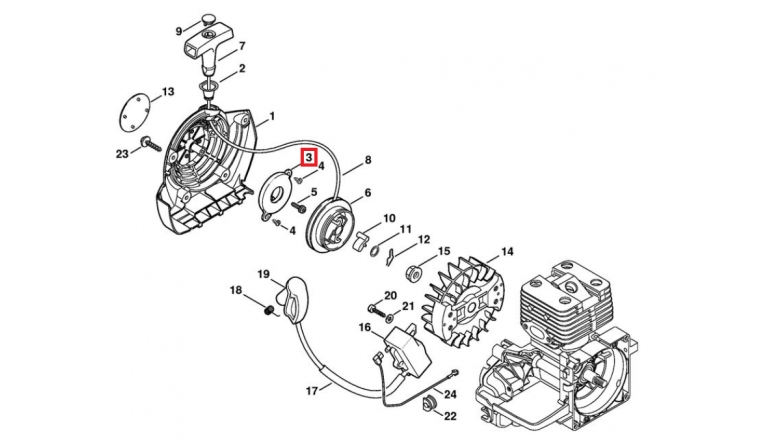 Ressort de Rappel pour SP 200, FS 380, BT 121 ... Stihl - Ref 4134-190-0601