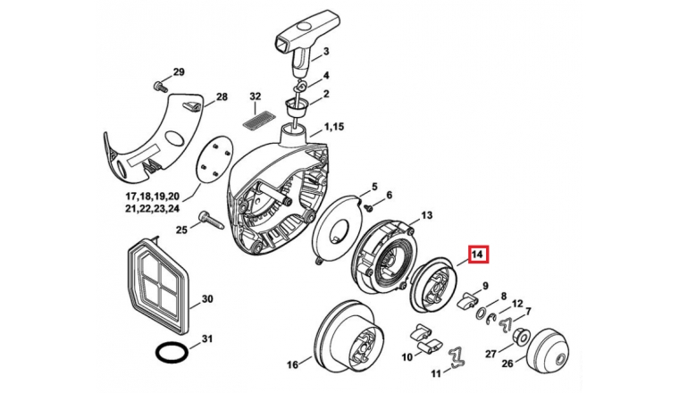 Entraîneur de lanceur pour Débroussailleuse FR 410, FS 360, FS 490 ... Stihl - Ref 4147-195-2000