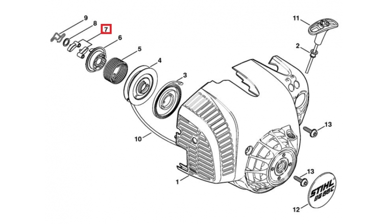 Cliquet de Lanceur pour SR 200, MS 271, HS 56, BG 86 ... Stihl - Ref 1123-195-7200