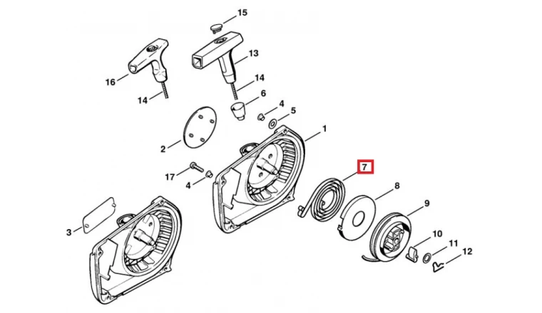 Ressort de Rappel pour Tronçonneuse 024, MS 400 et Souffleur BR 340, SR 400 ... Stihl - Ref 1118-190-0600