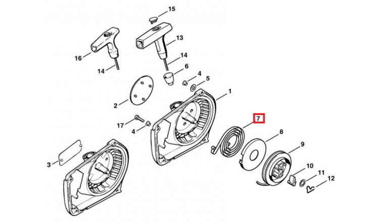 Ressort de Rappel pour Tronçonneuse 024, MS 400 et Souffleur BR 340, SR 400 ... Stihl - Ref 1118-190-0600