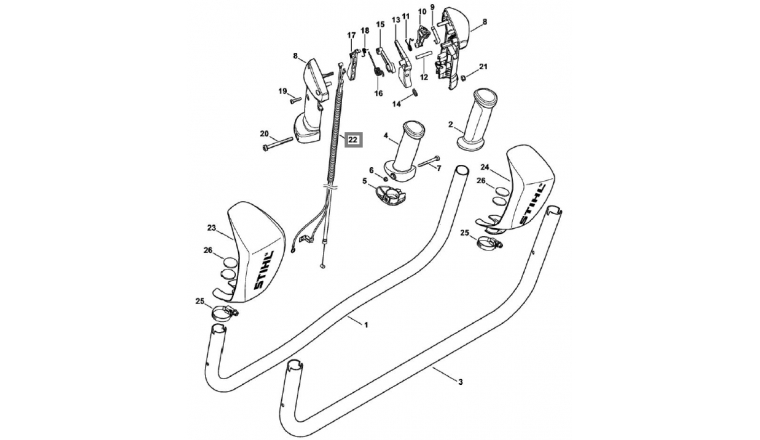 Câble Commande Gaz pour Débroussailleuse FS 360, FS 410 et FS 460 Stihl - Ref 4147-180-1100