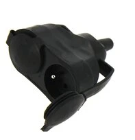 Fiche Electrique Femelle Double 2P+T Etanche IP 65 - 250 V- 16 A Noire - Debflex - Ref 713760