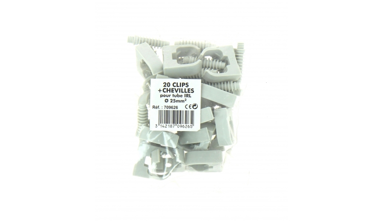 Lot de 20 Clips + Chevilles pour Tube IRL Ø 25 mm - Debflex 709626