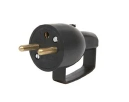 Fiche électrique mâle avec anneau 2P+T 250V 16 A Noire - Debflex 713160